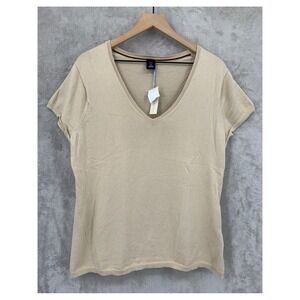 Vintage GAP Sweater Womens XL Beige Short Sleeve Cotton Cashmere Lightweight NEW